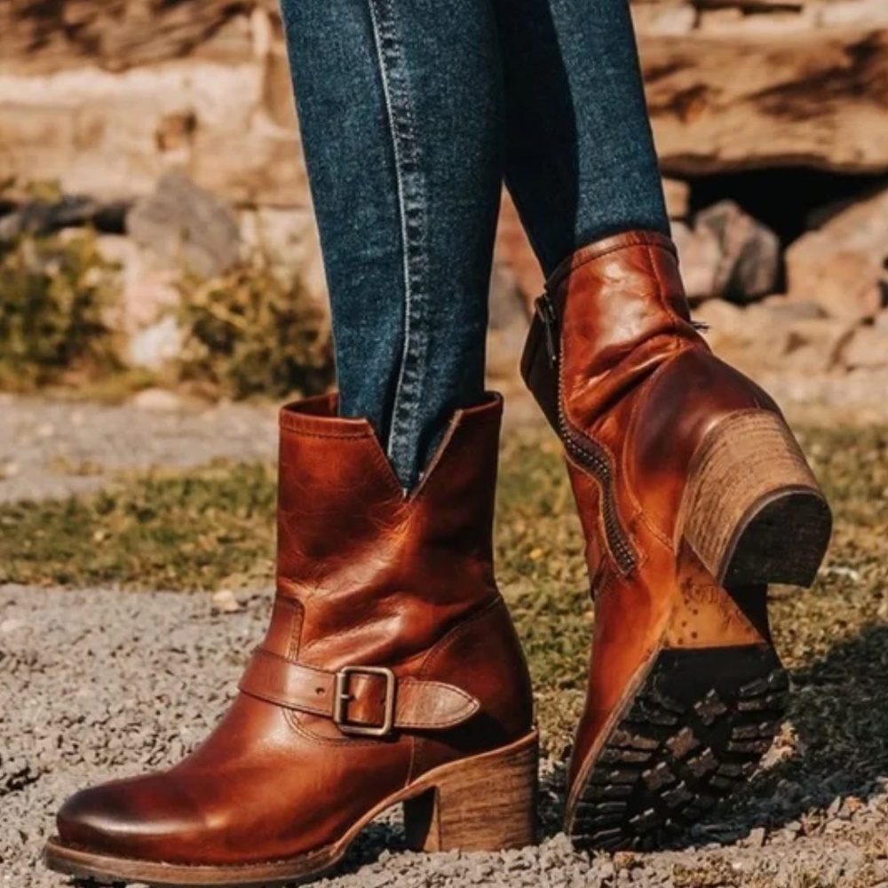 Freebird Carlito Brown Leather Ankle Boots Womens 6M Distressed Handcrafted Moto
